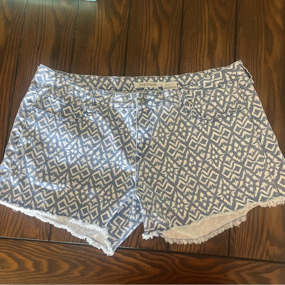 Stetson Blue and White Jean Shorts size 18 summer shorts!